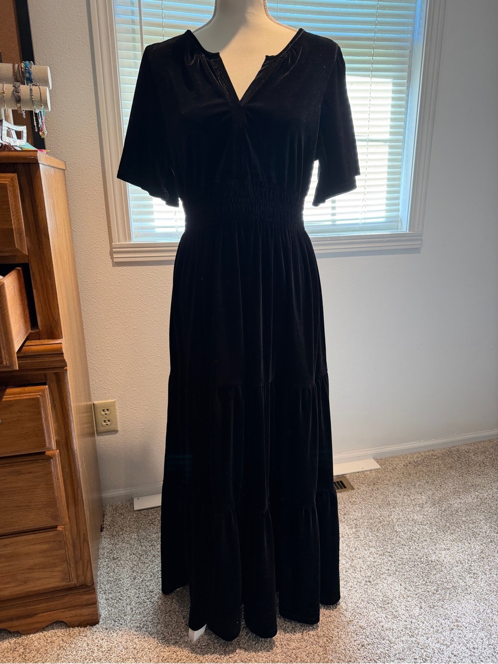 Women's Black Velvet Maxi Dress